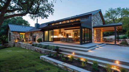 Blueprint for a contemporary farmhouse  AI generated illustration