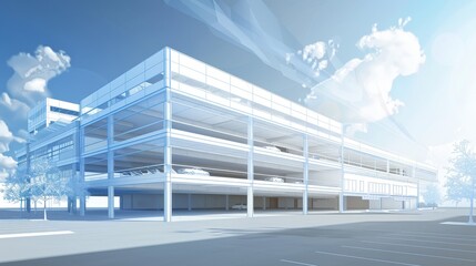 Obraz premium Blueprint for a multi-level parking garage AI generated illustration