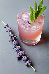 Lavender garnish cocktail idea - delicious alcoholic drink, Ai-generated