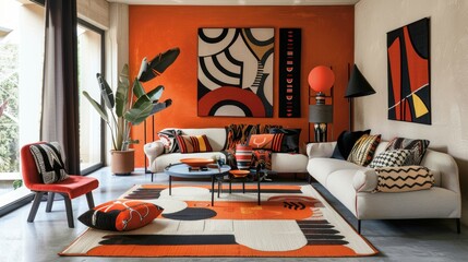 Bold graphic motifs in a bold high-contrast palette  AI generated illustration