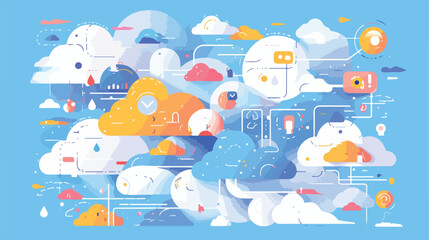 Cloud data technology ultra modern outline line ico