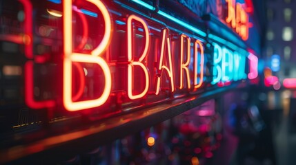 Close up of neon cyberpunk neon bar sign AI generated illustration