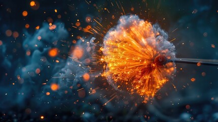 Explosive Dispersal of Fiery Seed in Dynamic Natural Blast - obrazy, fototapety, plakaty