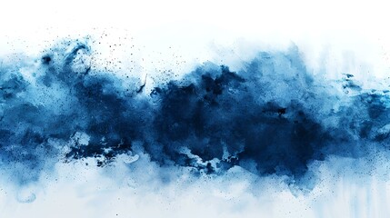 Abstract blue watercolor splash on white background. Digital art painting. - obrazy, fototapety, plakaty