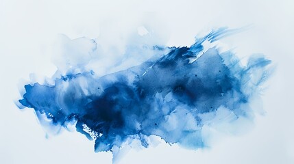 Abstract blue watercolor splash on white background. Digital art painting.