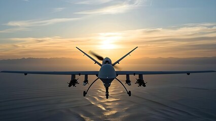 Military uses drones for surveillance and strikes in cyber command posts. Concept Military Drones, Surveillance Technology, Cyber Command, National Security, Aerial Strikes