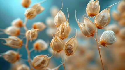 Delicate Blossoms Emerging from Seedpods in a Dreamy Macro Scene