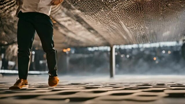 person walking in rain