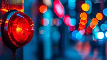 A panic button used to alert security in case of an emergency and restrict access to the affected area. .