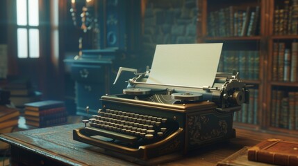 Vintage Typewriter with Modern Screen Mockup, Old Meets New, AI Created