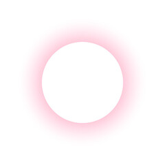 Pink blurry round frame. Circle shape with neon gradient border isolated on white background. Abstract design element with empty space in center. Vector illustration.