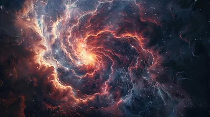 Foto op Plexiglas Universe Within The Brain Emerging from a Vortex of Cosmic Energy in a Dreamlike Fantasy © Sittichok