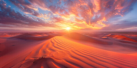 Beautiful desert sunrise view near Saudi Arabia.