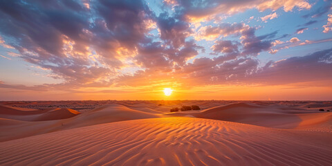 Fototapeta na wymiar Beautiful desert sunrise view near Saudi Arabia.