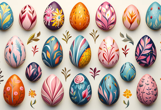 Easter eggs icons. Easter day festival. Vector illustration