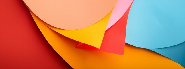 Obraz premium Colorful abstract paper background with vibrant shades of red, orange, blue, and pink