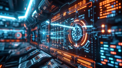 Obraz premium Futuristic Sci-Fi Control Panel Interface