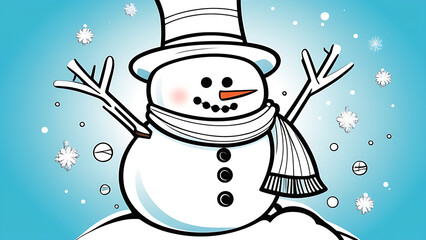 Smiling snowman me for coloring book