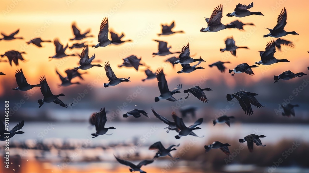 Poster data migration like a flock of migrating birds ai generated illustration