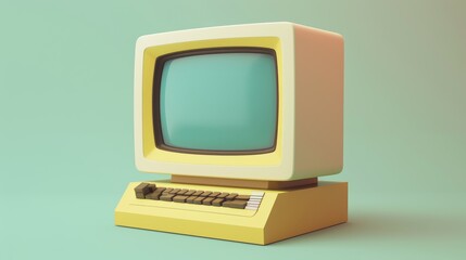 D illustration of a retro computer monitor  AI generated illustration
