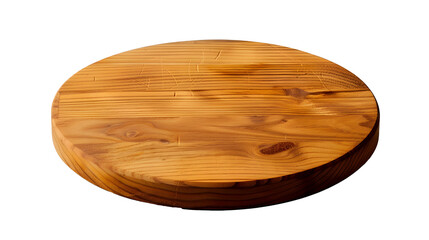 Round wooden chopping board isolated on transparent background