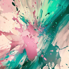 creatively drawn abstract with pink and green color on white background, Ai generated
