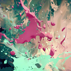 creatively drawn abstract with pink and green color on white background, Ai generated