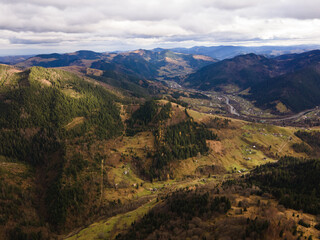 landscape in the mountains drone view