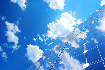 photovoltaic solar panels producing ecological green renewable energy, generative AI