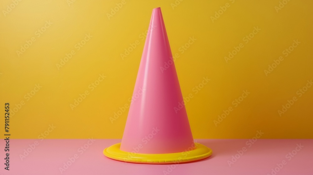 Poster blank mockup of a towering inflatable cone a fun and attentiongrabbing structure for promoting a new