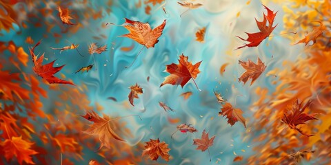 autumn leaf fall yellow leaves autumn Generative AI - obrazy, fototapety, plakaty