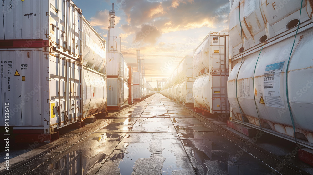 Poster containers filled with phase change materials in an industrial setting, used for efficiently storing