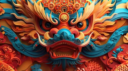 Fototapeta na wymiar Chinese New Year Illustrated through Intricate Papercut Artwork