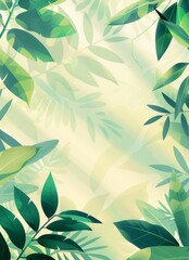 Sustainable Nature: Sunlit Green Leaves Eco-Friendly Background