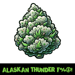 Vector Illustrated Alaskan Thunder F%@! Cannabis Bud Strain Cartoon
