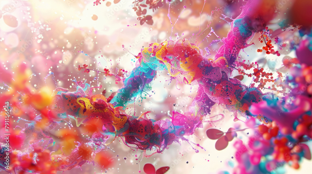 Poster various colors of paint splattered on a wall, creating a vibrant and abstract artistic pattern