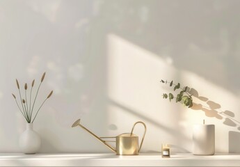 White Shelf With Vase of Plants