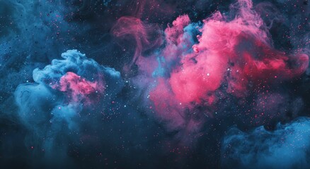 Blue and Pink Cloud Drifting in the Air - obrazy, fototapety, plakaty