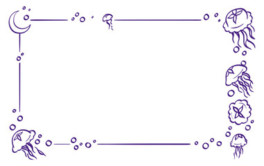 Line Art frame of moon jellyfish