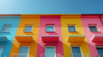 Multicolored Building With Balconies and Terraces