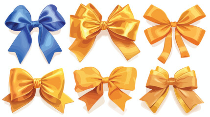 Collection of elegant colorful realistic silk bows