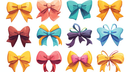 Collection of elegant colorful realistic silk bows