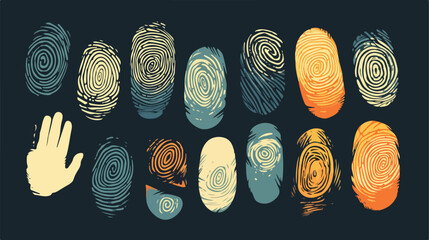 Collection of fingerprints of different types isola
