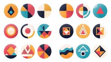 Vibrant Geometric Icons A Colorful Expression of Abstract Concepts