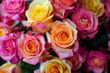 Roses are so beautiful with a combination of yellow and pink - generative ai