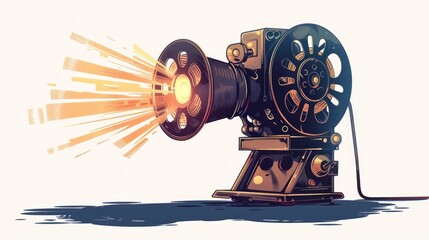 Vintage Film Projector Radiating Warmth and Nostalgia