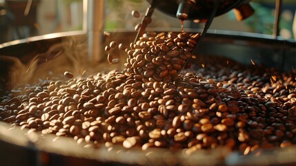 Fototapeta na wymiar Roasted coffee beans. Coffee background