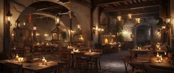 Soft medieval-era restaurant ambiance 🏰✨ Infusing dining with historical charm and cozy vibes, a journey back in time. #MedievalElegance