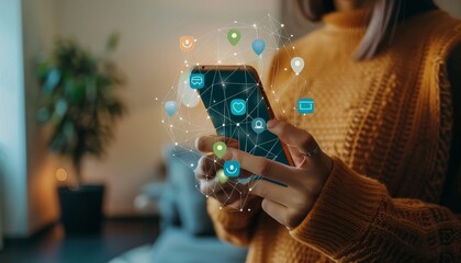 Fototapeta na wymiar The Digital Link: Exploring Connectivity Through Social Media Apps