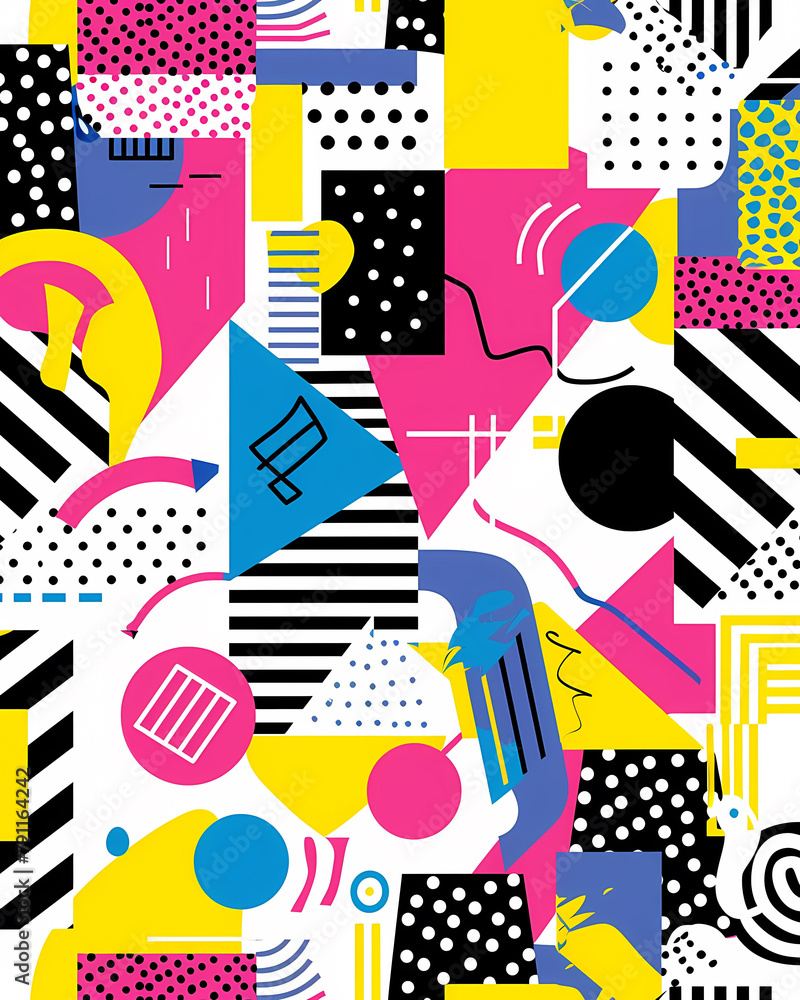 Poster abstract geometric childrens calendar background featuring a vibrant and playful artistic pattern wi